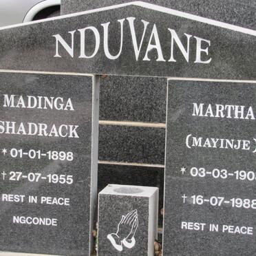 NDUVANE Madinga Shadrack 1898-1955 &amp; Martha 1903-1988