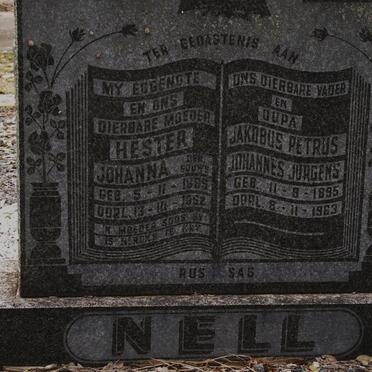 NELL Hester Johanna 1895-1962 &amp; Jakobus Petrus Johannes Jurgens 1895-1963