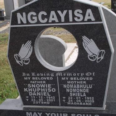 NGCAYISA Khuphiso Daniel 1942-2001 &amp; Nomonde Sheila 1952-2009