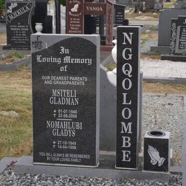 NGQOLOMBE Msiteli Gladman 1946-2008 &amp; Nomahlubi Gladys 1949-1998