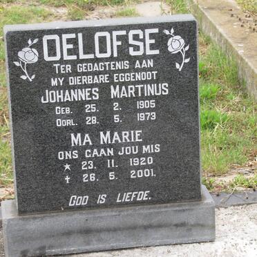 OELOFSE Johannes Martinus 1905-1973 &amp; Marie 1920-2001
