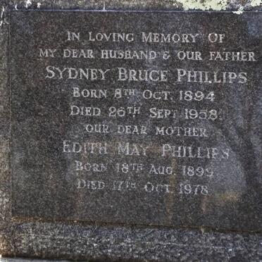 PHILLIPS Sydney Bruce 1894-1958 &amp; Edith May 1899-1978