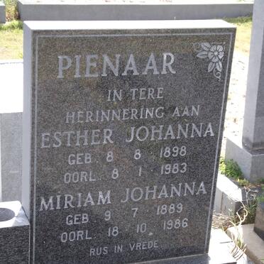 PIENAAR Esther Johanna 1898-1983 :: PIENAAR Miriam Johanna 1889-1986