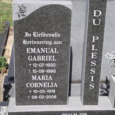 PLESSIS Emanuel Gabriel, du 1920-1998 &amp; Maria Cornelia 1919-2008