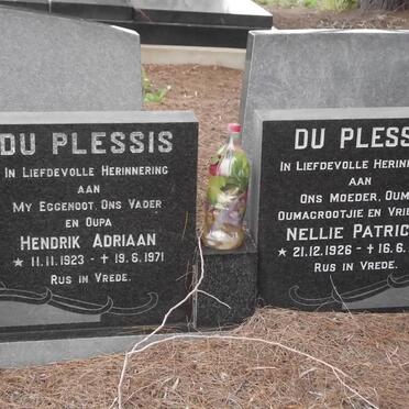 PLESSIS Hendrik Adriaan, du 1923-1971 &amp; Nellie Patricia 1926-1998