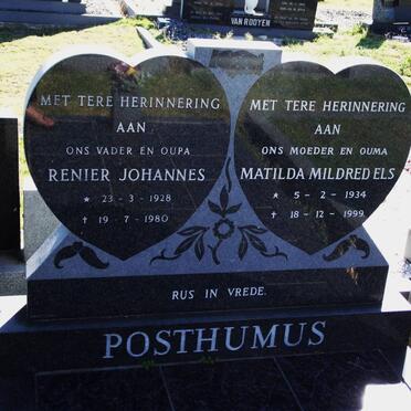 POSTHUMUS Renier Johannes 1928-1980 &amp; Matilda Mildred ELS 1934-1999