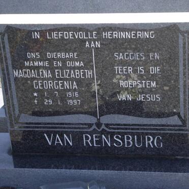 RENSBURG Magdalena Elizabeth Georgenia 1916-1997
