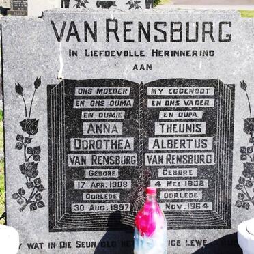 RENSBURG Anna Dorothea, van 1908-1997 &amp; Theunis Albertus 1908-1964