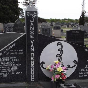 RENSBURG Johannes Frederik, janse van 1914-1969 :: BELLINGAN Elizabeth 1947-2005