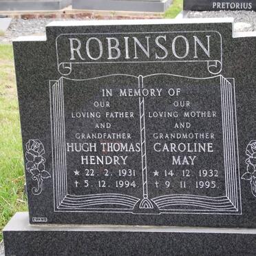 ROBINSON Hugh Thomas Hendry 1931-1994 &amp; Caroline May 1932-1995