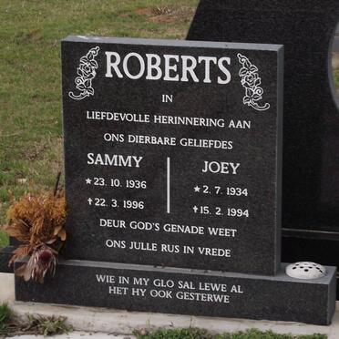 ROBERTS Samuel Johannes 1936-1996 &amp; Joey 1934-1994