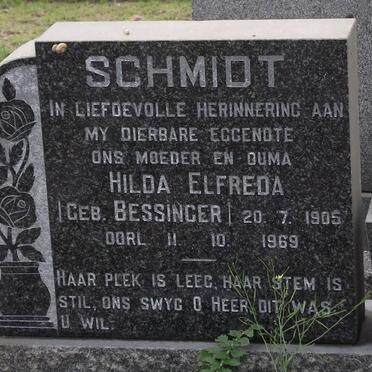 SCHMIDT Hilda Elfreda nee BESSINGER 1905-1969