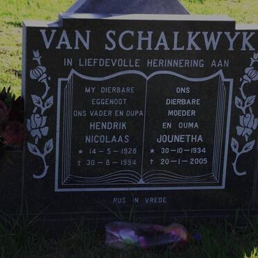 SCHALKWYK Hendrik Nicolaas, van 1928-1994 &amp; Jounetha 1934-2005