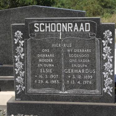 SCHOONRAAD Gerhardus 1899-1978 &amp; Elsie 1907-1983