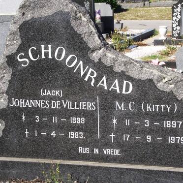 SCHOONRAAD Johannes De Villiers 1898-1983 &amp; M.C. 1897-1979
