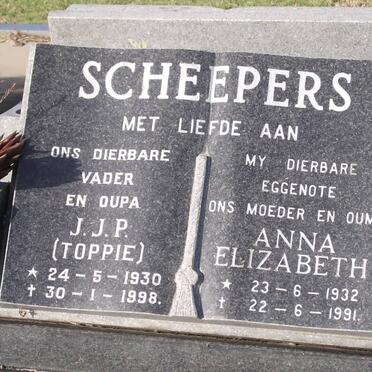 SCHEEPERS J.J.P. 1930-1998 &amp; Anna Elizabeth 1932-1991