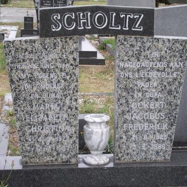 SCHOLTZ Ockert Jacobus Frederick 1925-1986 &amp; Maria Elizabeth Christina 1927-1987