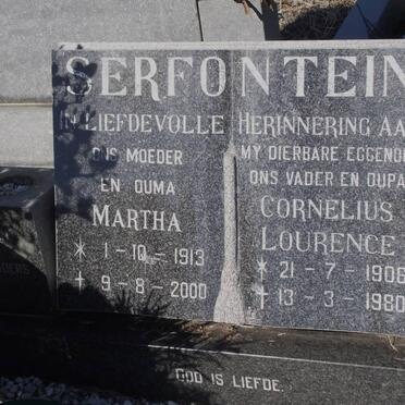 SERFONTEIN Cornelius Lourence 1906-1980 &amp; Martha 1913-2000