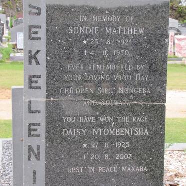 SEKELENI Sondie Matthew 1921-1970 &amp; Daisy Ntombentsha 1925-2007