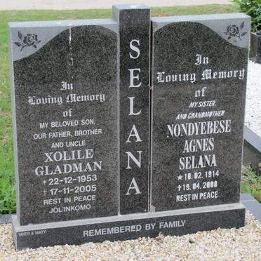 SELANA Xolile Gladman 1953-2005 :: SELANA Nondyebese Agnes 1914-2008