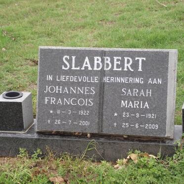 SLABBERT Johannes Francois 1922-2001 &amp; Sarah Maria 1921-2009