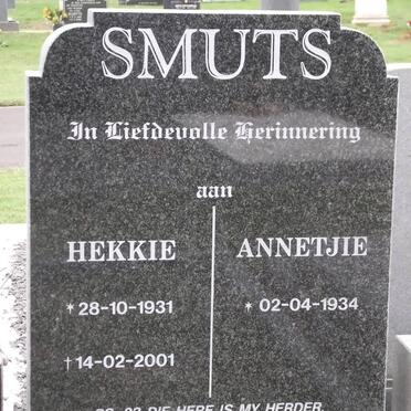 SMUTS Hendrik Petrus 1931-2001 &amp; Annetjie 1934-