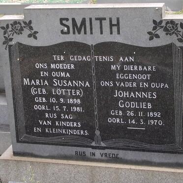 SMITH Johannes Godlieb 1892-1970 &amp; Maria Susanna LOTTER 1898-1981