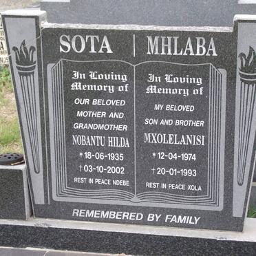 SOTA Nobantu Hilda 1935-2002 :: MHLABA Mxolelanisi 1974-1993