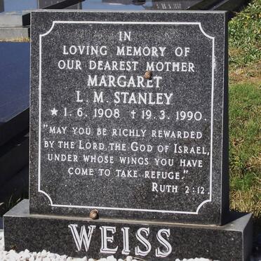 STANLEY Margaret L.M. formerly WEISS 1908-1990