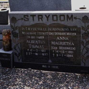 STRYDOM Albertus Thomas 1912-1977 &amp; Anna Magrietha SCHONKEN 1921-1985