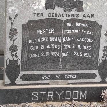 STRYDOM Daniel Jacobus 1896-1970 &amp; Hester ACKERMAN 1905-1974
