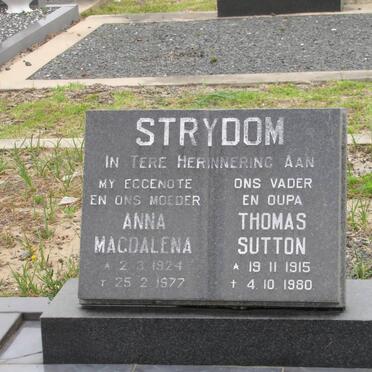 STRYDOM Thomas Sutton 1915-1980 &amp; Anna Magdalena 1924-1977