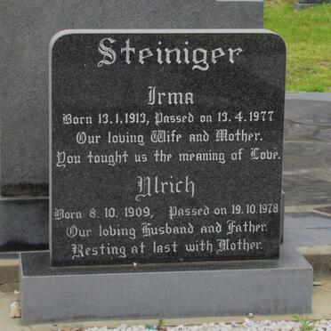 STEINIGER Ulrich 1909-1978 &amp; Irma 1913-1977