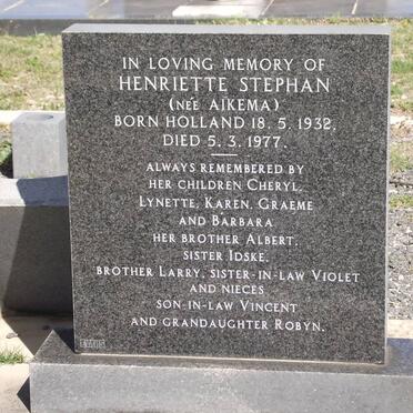STEPHAN Henriette nee AIKEMA 1932-1977