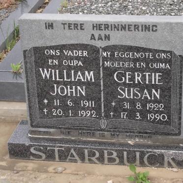 STARBUCK William John 1911-1992 &amp; Gertie Susan 1922-1990