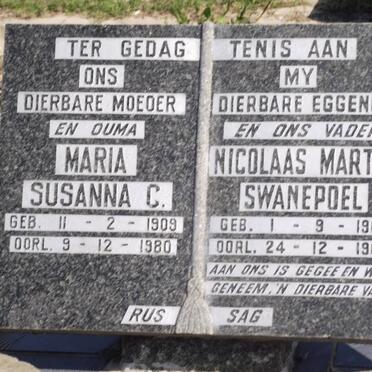 SWANEPOEL Nicolaas Martin 1902-1963 &amp; Maria Susanna C. 1909-1980