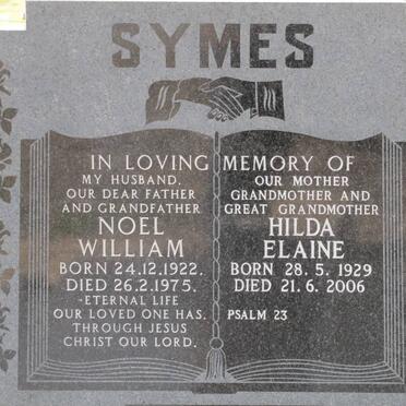 SYMES Noel William 1922-1975 &amp; Hilda Elaine 1929-2006