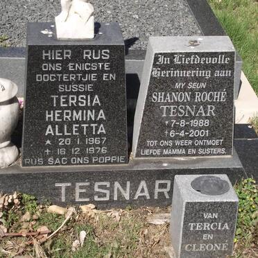 TESNAR Tersia Hermina Alletta 1967-1976 :: TESNAR Shanon Roché 1988-2001