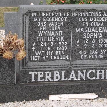 TERBLANCHE Wynand Frederik 1932-1989 &amp; Magdalena Sophia 1936-2003