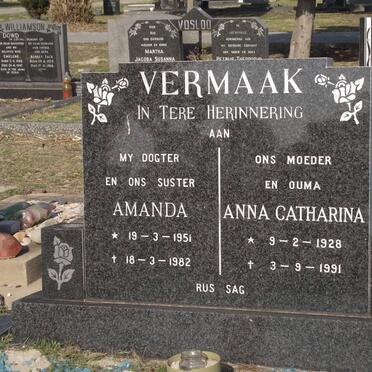 VERMAAK Amanda 1951-1982 :: VERMAAK Anna Catharina 1928-1991