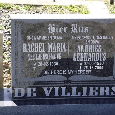 VILLIERS Andries Gerhardus, de 1930-2004 &amp; Rachel Maria LABUSCHAGNE 1930- 