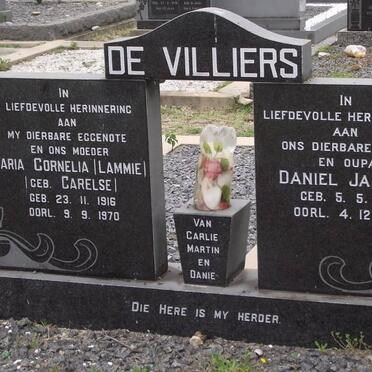 VILLIERS Daniel Jacobus, de 1913-2001 &amp; Maria Cornelia CARELSE 1916-1970