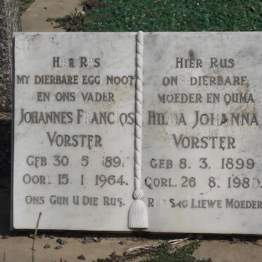 VORSTER Johannes Francios 1891-1964 Hilda Johanna 1899-1980