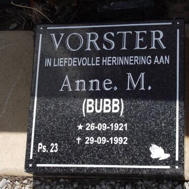 VORSTER Anne M. 1921-1992