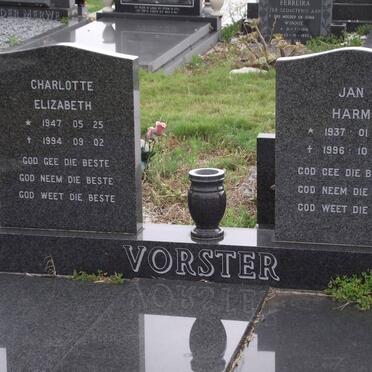 VORSTER Jan Harm 1937-1996 &amp; Charlotte Elizabeth 1947-1994