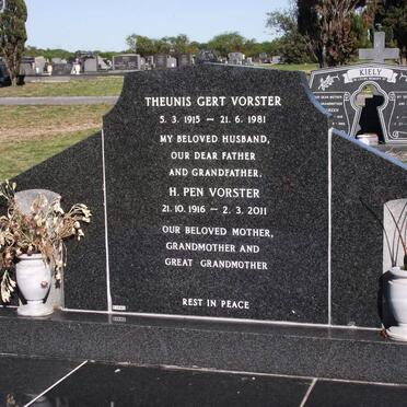 VORSTER Theunis Gert 1915-1981 &amp; Hester Pen 1916-2011