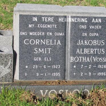 VOSLOO Cornelia Smit ELS 1923-1995 &amp; Jakobus Albertus Botha 1926-1996