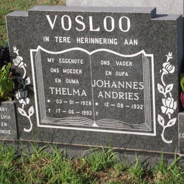 VOSLOO Thelma 1928-1992 &amp; Johannes Andries 1932-2006