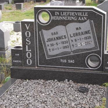 VOSLOO Johannes 1932-1993 &amp; Lorraine 1939-2007