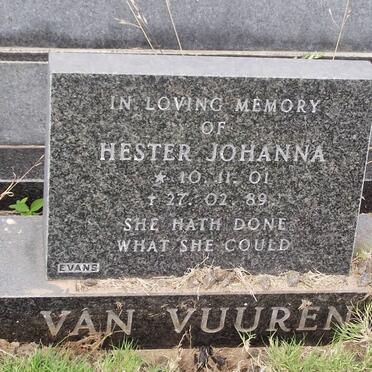 VUUREN Hester Johanna, van 1901-1989